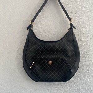 Rioni - Medium Monogram Canvas Shoulder Bag Black